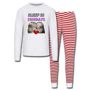 Sleep In Sundays Unisex Pyjama Set - white/red stripe